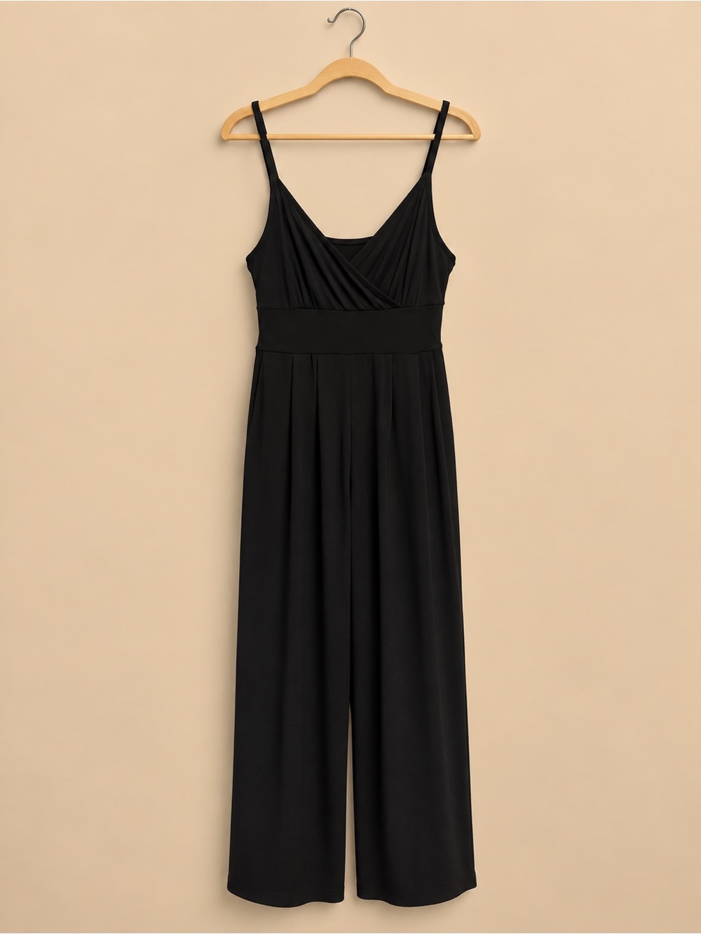 Cider Black Spaghetti-Strap Wide-Leg Jumpsuit